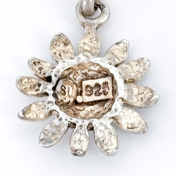 Vintage SU Sterling Silver 925 Sunflower Dangle Charm Pendant - Picture 5 of 7